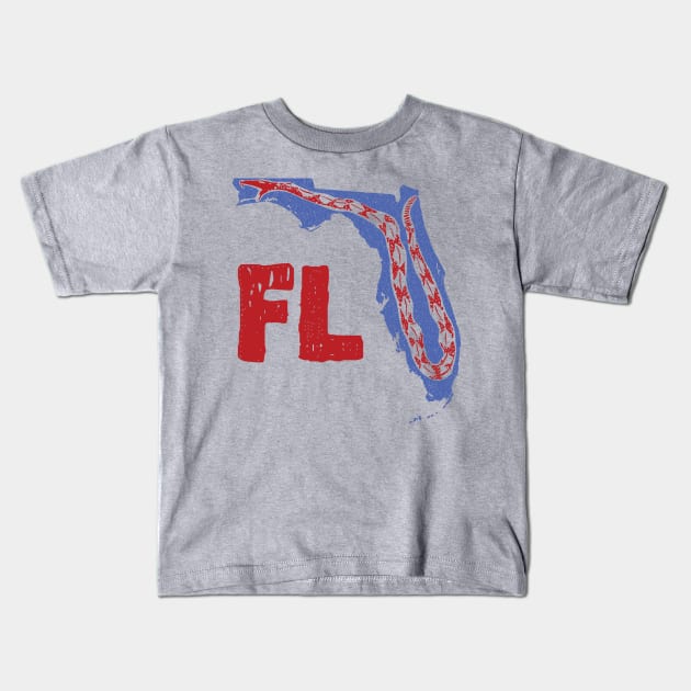 Distressed Florida Gadsden Snake Kids T-Shirt by pelagio